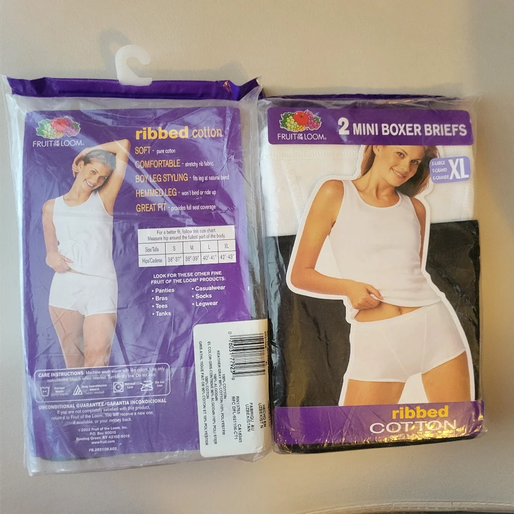 Fruit of the Loom White Ribbed Cotton Mini Boxer Briefs XL ~ NWT Vintage 2002!